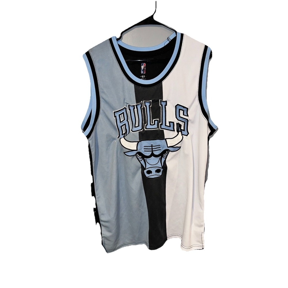 NBA Chicago Bulls Tank‎ Jersey Big Logo Blue Blank Back Size Large